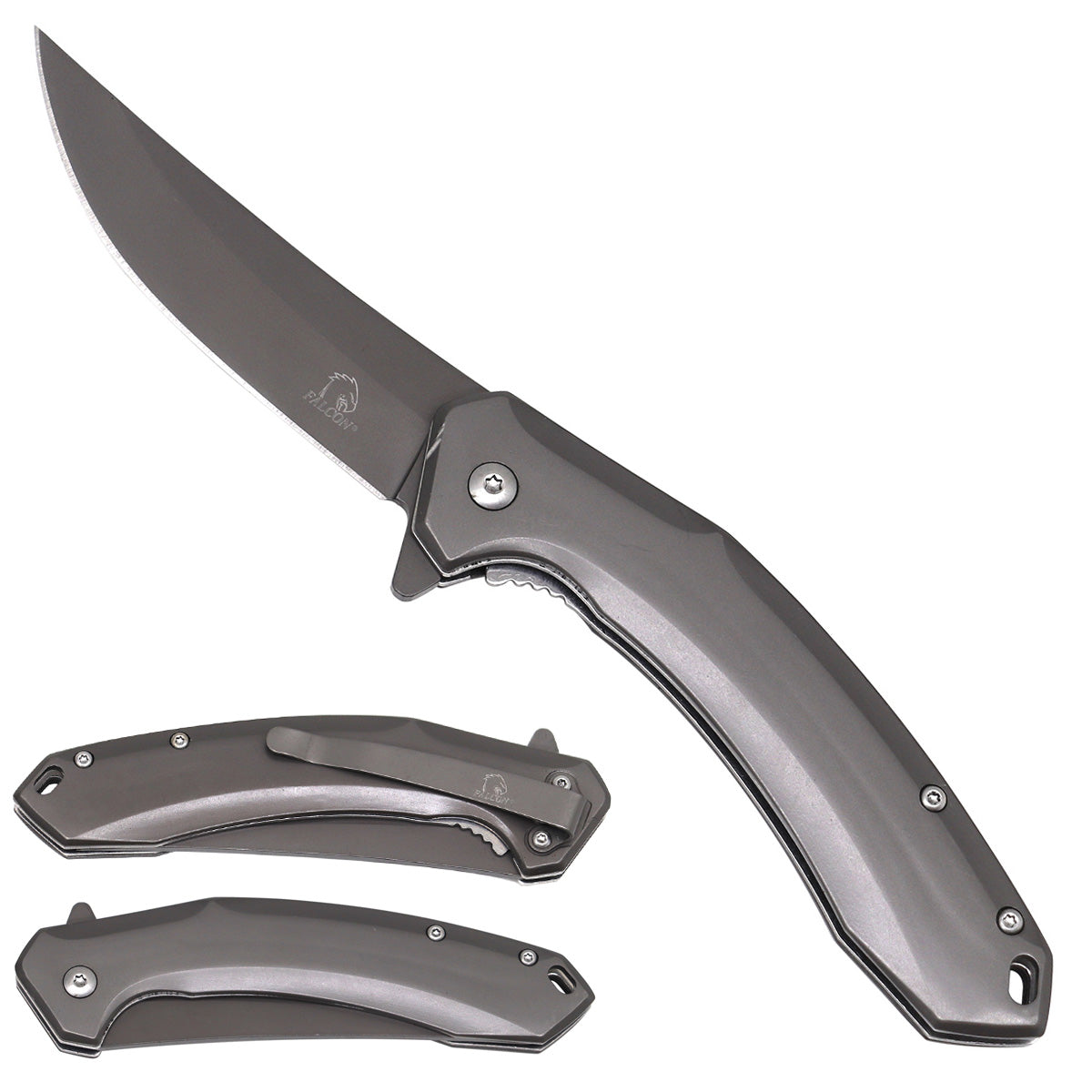 Falcon Gray Spring Assisted Pocket Knife