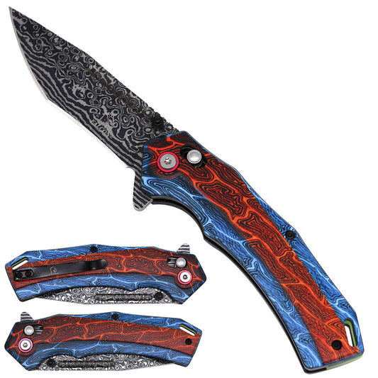 Falcon Red and Blue Axis Lock Pocket Knife folding pocket knife product photo