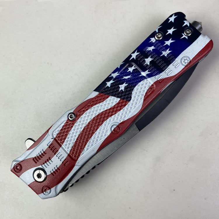 8" Semi Automatic Folding Knife w/US Flag Handle