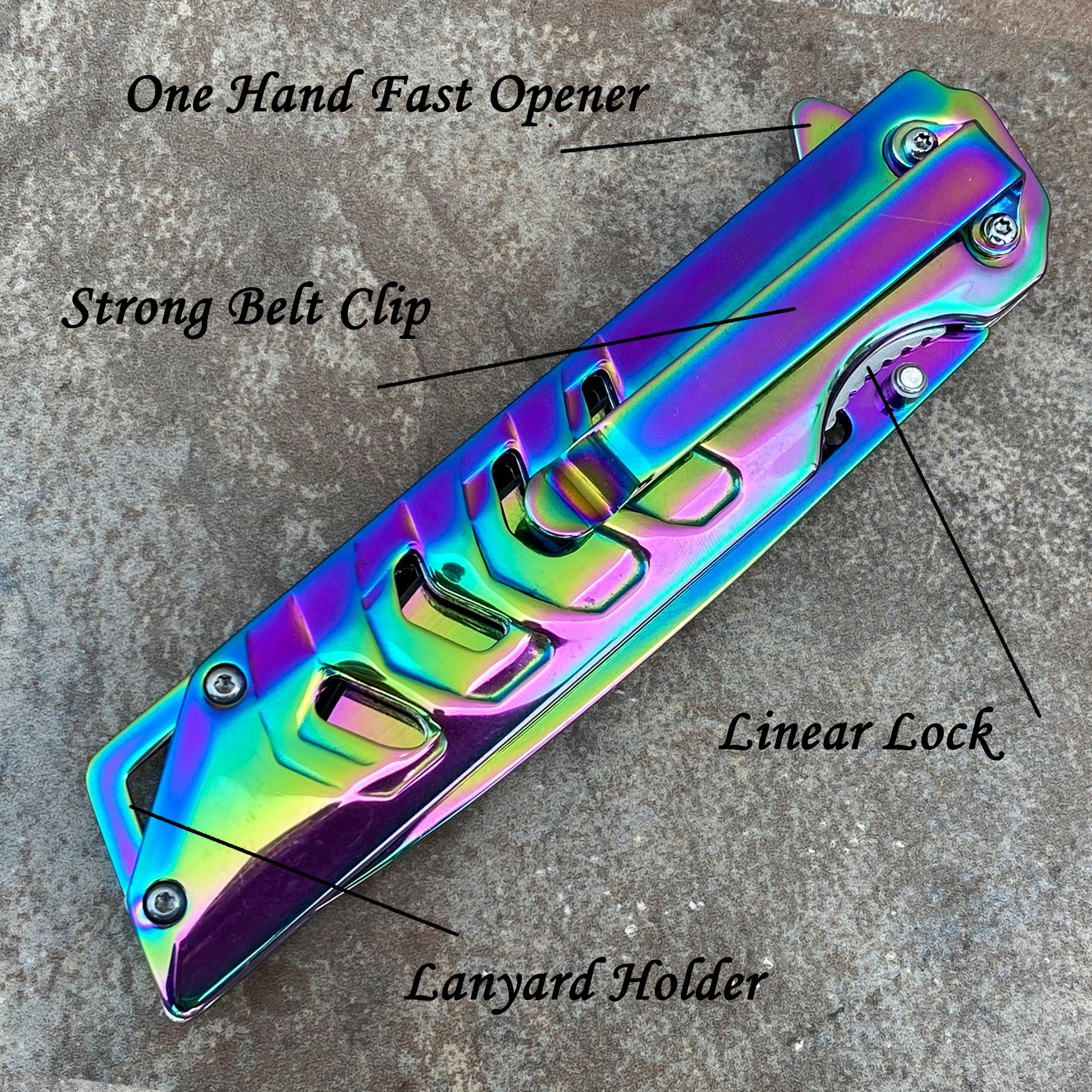 4" Rainbow Blade / Rainbow Handle / Assisted Knife