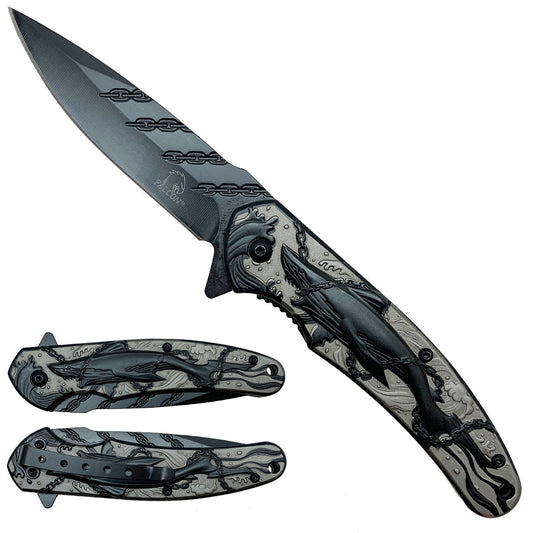 Falcon Shark & Chains Black Pocket Knife folding pocket knife product photo