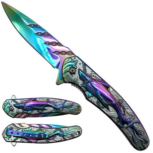 Falcon Shark & Chains Rainbow Pocket Knife folding pocket knife product photo