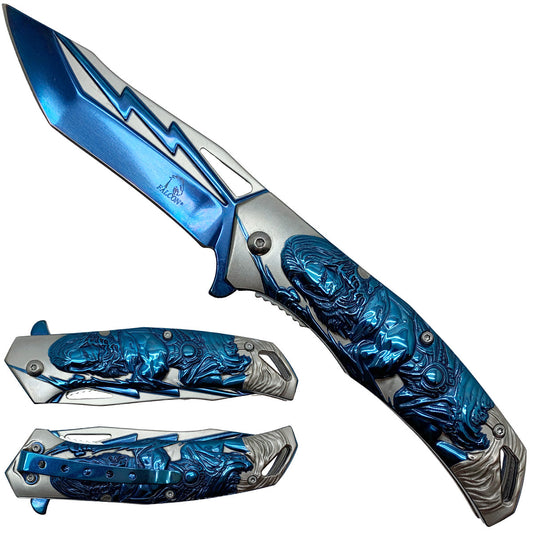 Zeus Blue Spring Assisted Pocket Knife folding pocket knife product photo