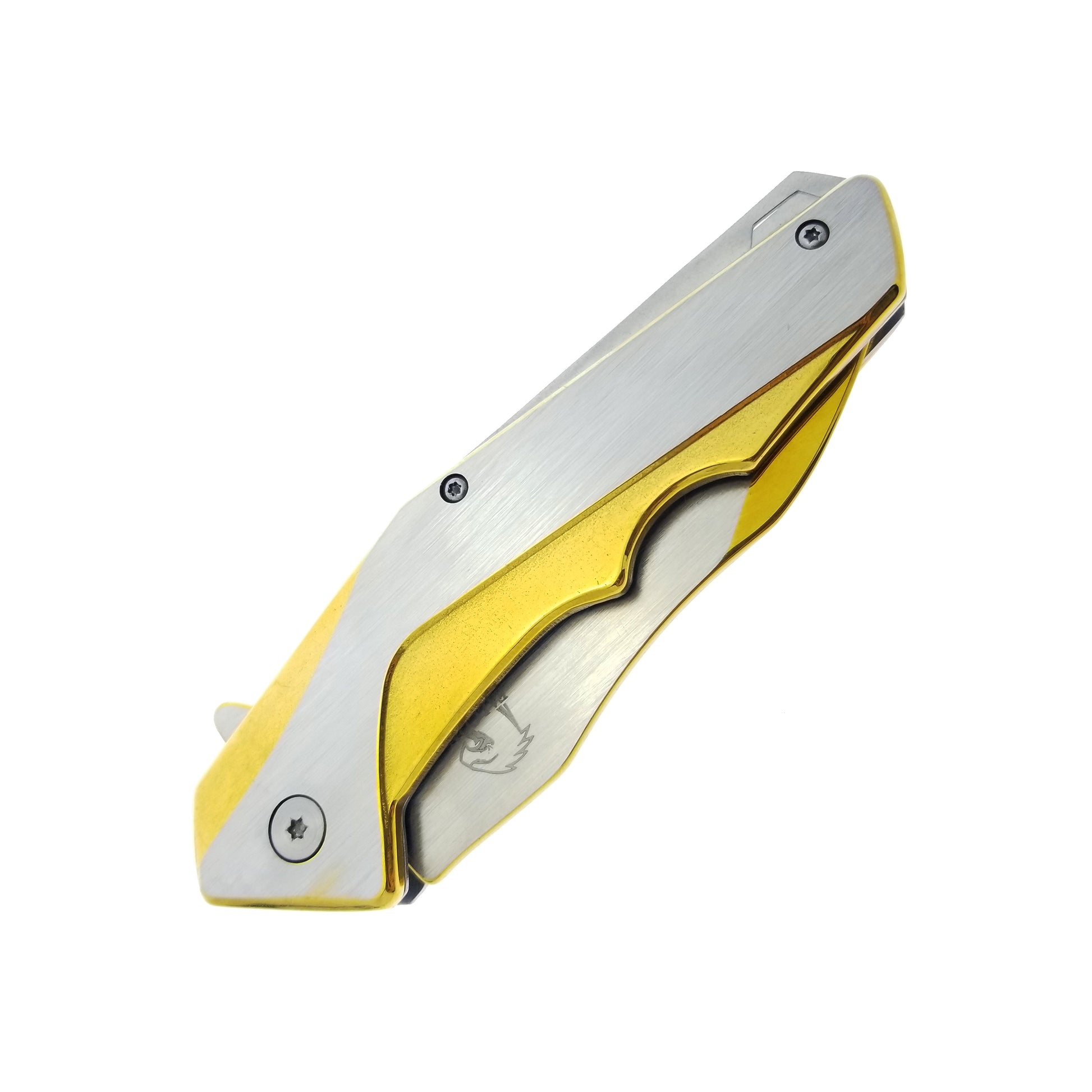 Falcon 8" Gold and Silver Spring Assisted Pocket Knife