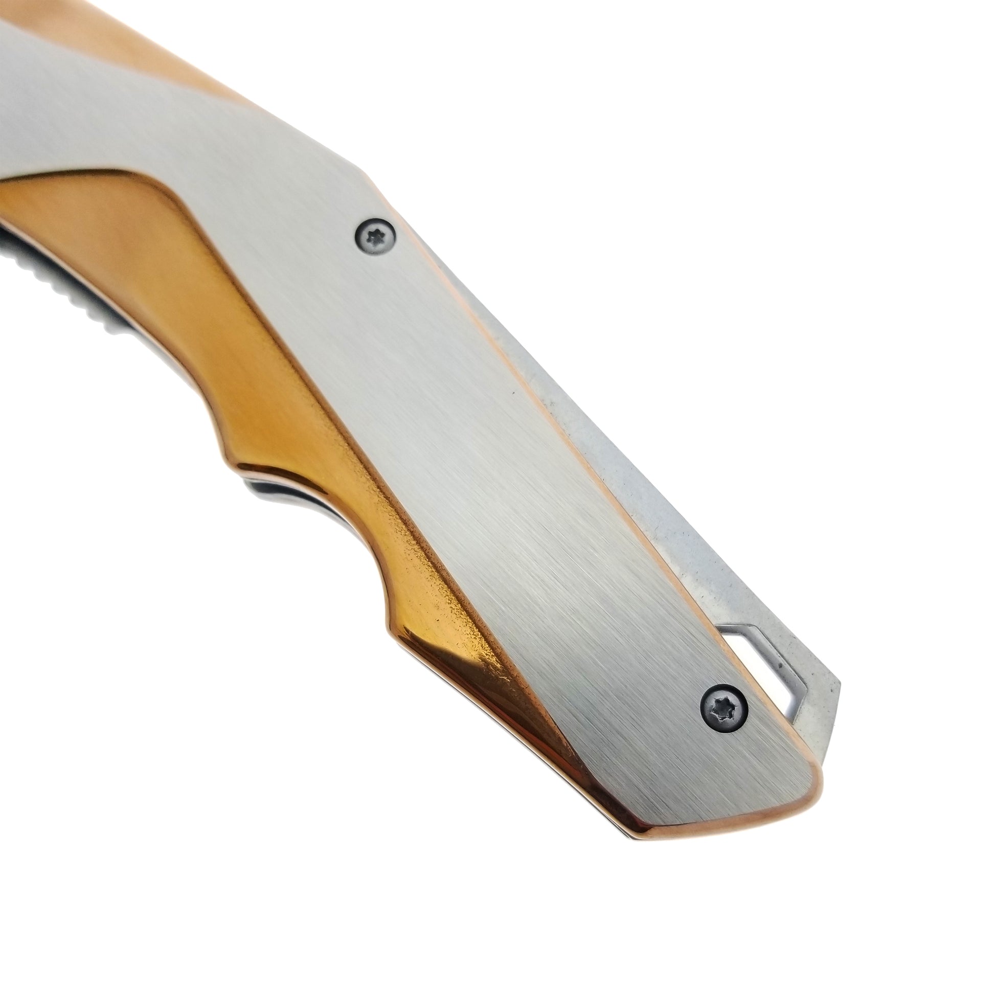 Falcon 8" Rose Gold and Silver Spring Assisted Pocket Knife