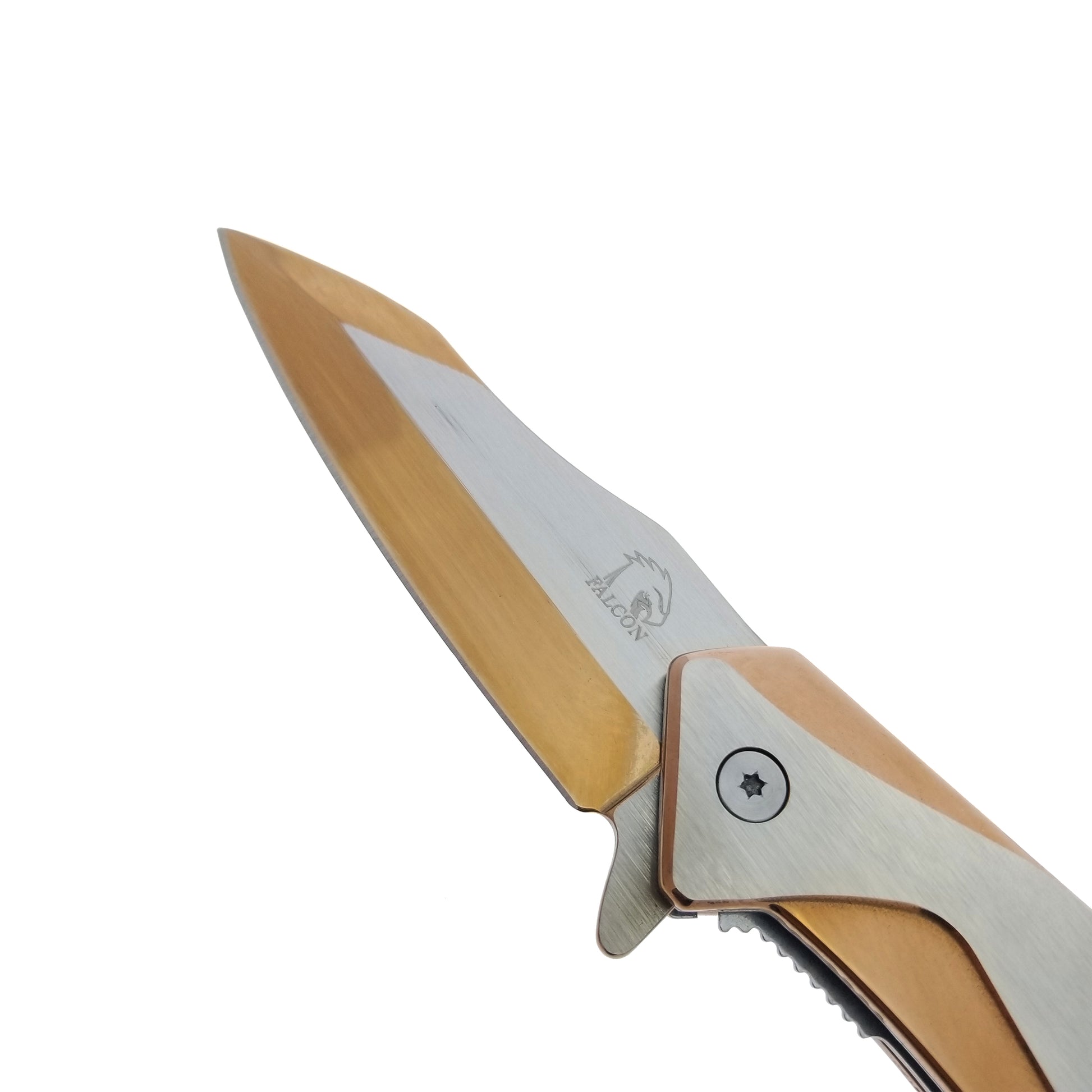 Falcon 8" Rose Gold and Silver Spring Assisted Pocket Knife