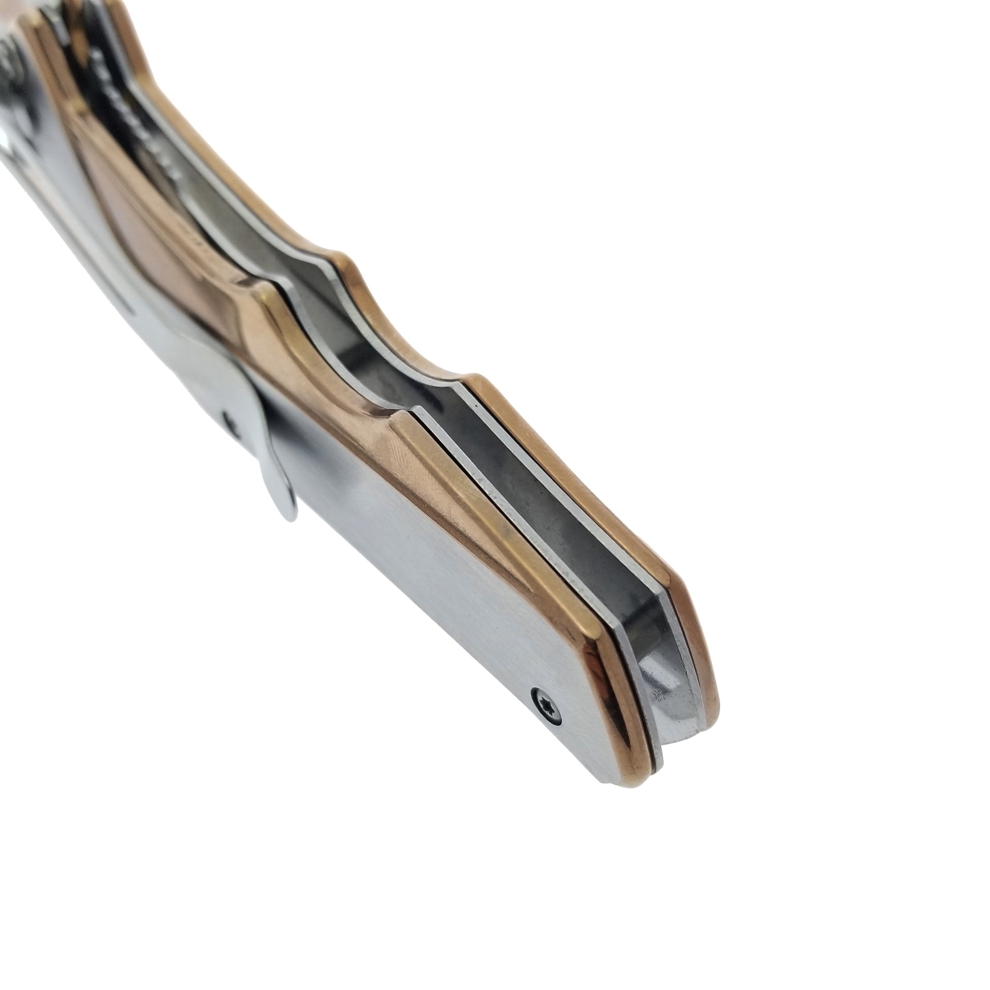 Falcon 8" Rose Gold and Silver Spring Assisted Pocket Knife