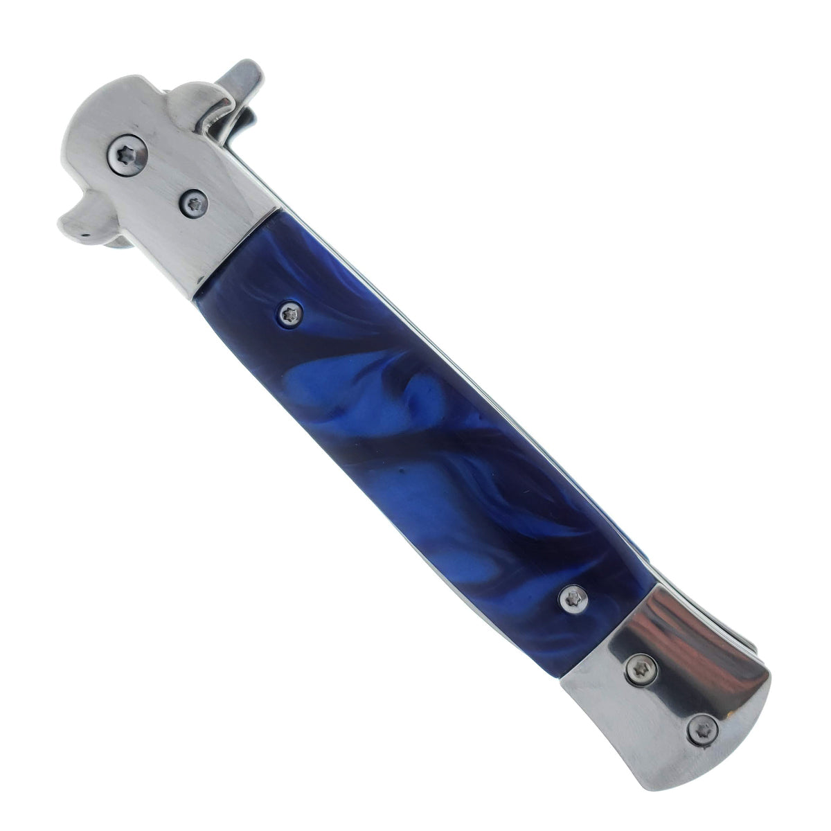 Falcon 9" Folding Knife w/ Blue Acrylic handle.