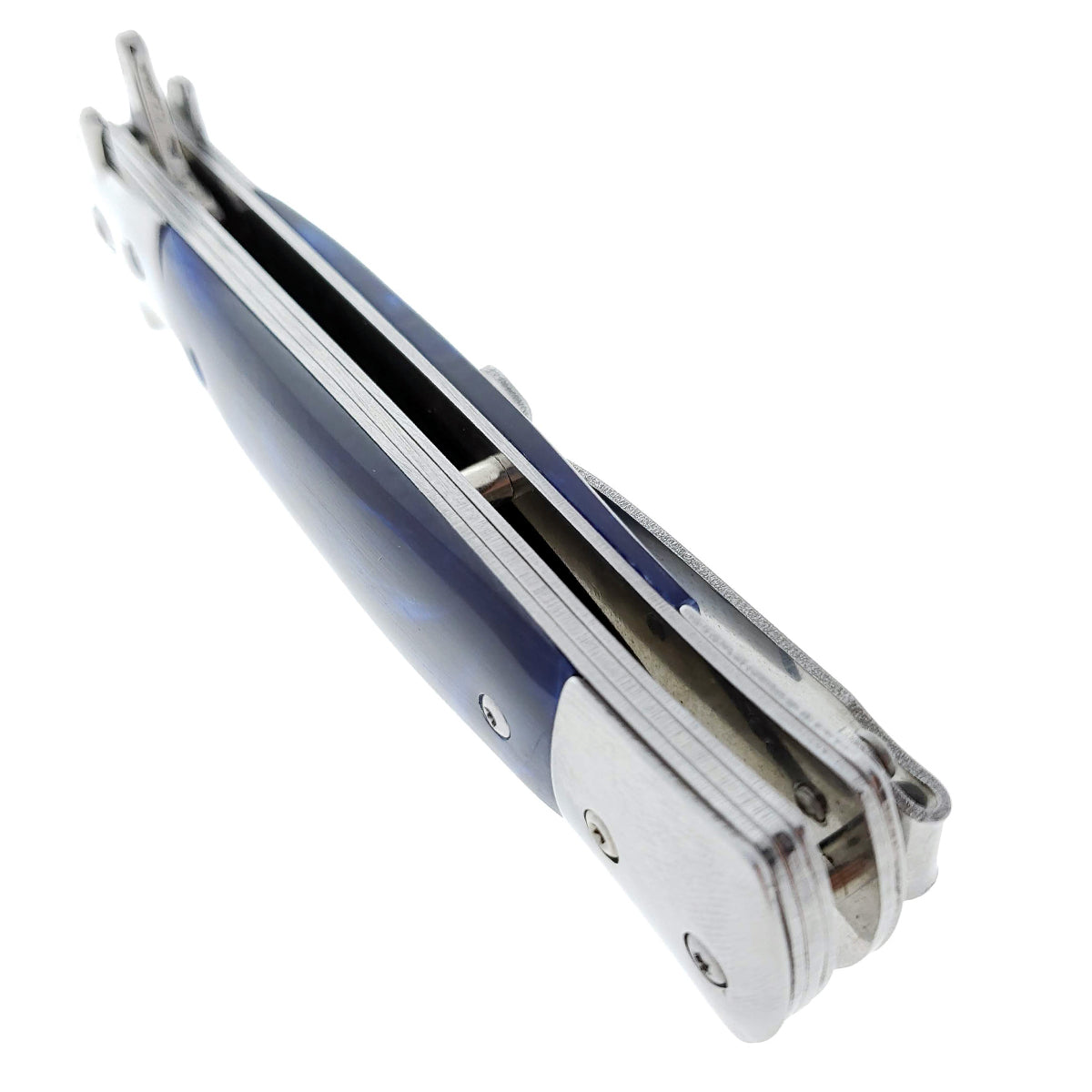 Falcon 9" Folding Knife w/ Blue Acrylic handle.