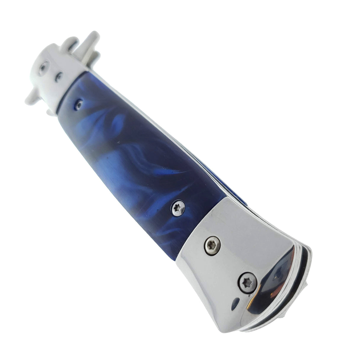 Falcon 9" Folding Knife w/ Blue Acrylic handle.