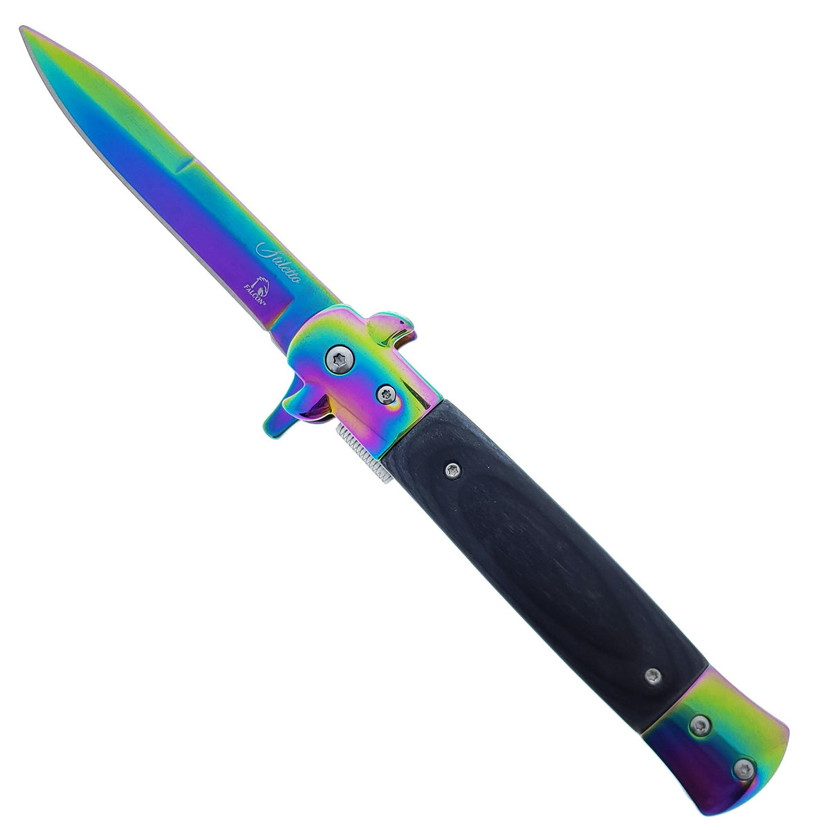 Falcon 9" Folding Knife w/ Black Acrylic handle.