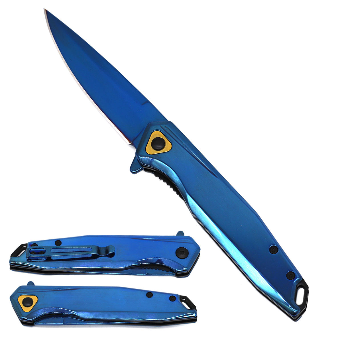 Falcon Spring Assisted Pocket Knife - 3" Blue Blade / Blue Handle / Assisted Knife