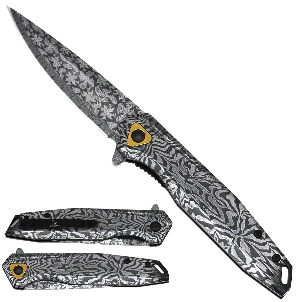 Falcon Black Patterns Pocket Knife