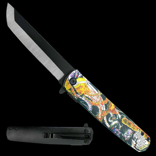 8.5" Tanto Blade Spring Assisted Pocket Knife Warrior Design