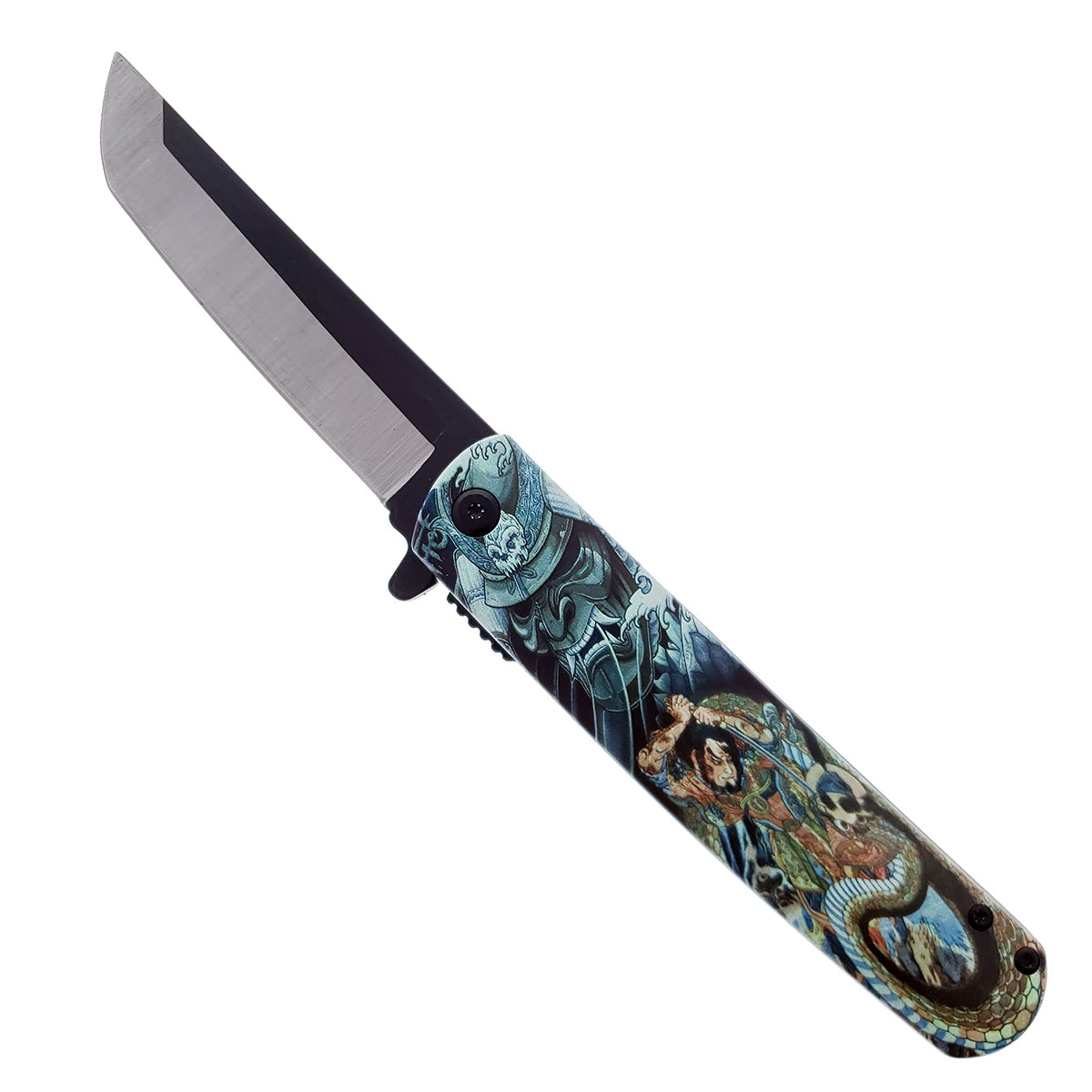 8.5" Tanto Blade Spring Assisted Pocket Knife Water Samurai Design