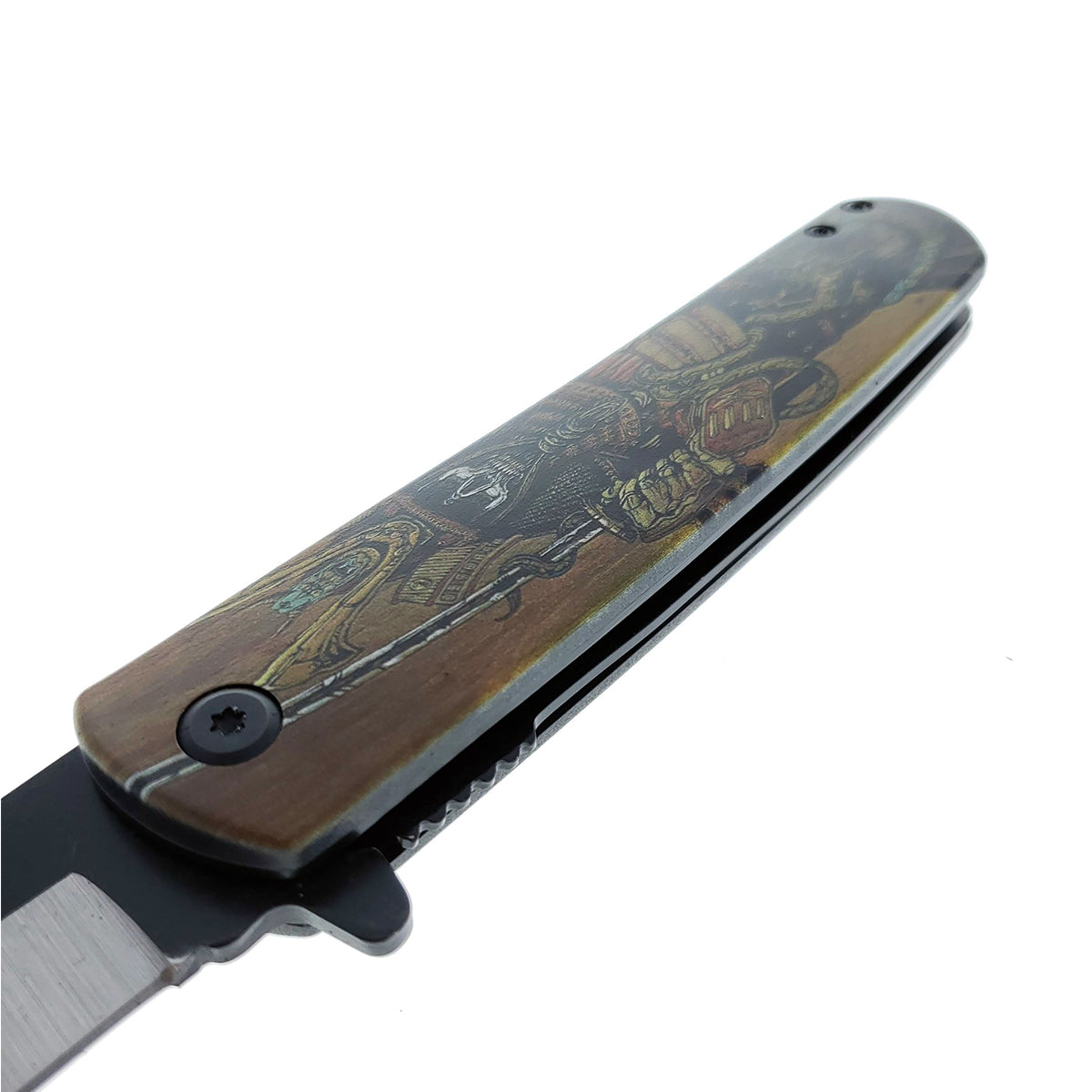 8.5" Tanto Blade Spring Assisted Pocket Knife Samurai Design