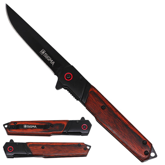 Sigma Wood Handle Ball Bearing Flipper Knife folding pocket knife product photo