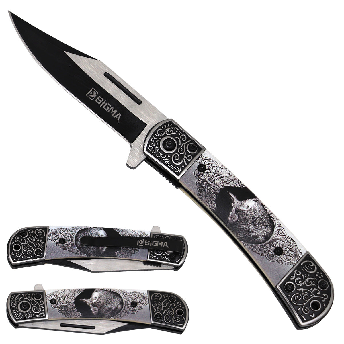 Sigma Ball Bearing Flipper Knife - Bear Design