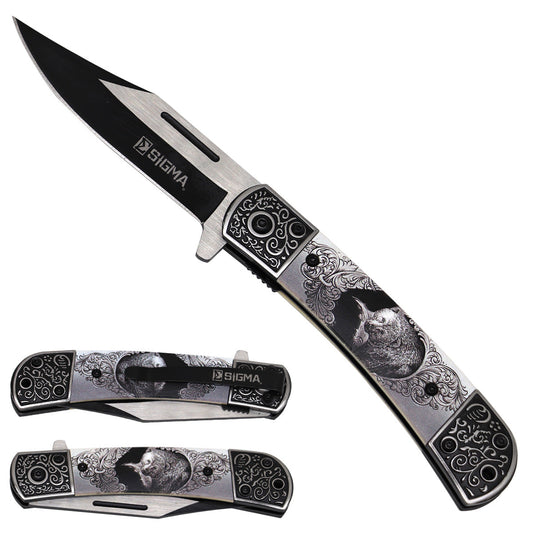 Sigma Ball Bearing Flipper Knife - Bear Design