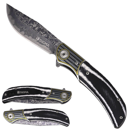 Sigma Ball-Bearing Knife, Damascus-Pattern Micarta Handle | KSB325DBG
