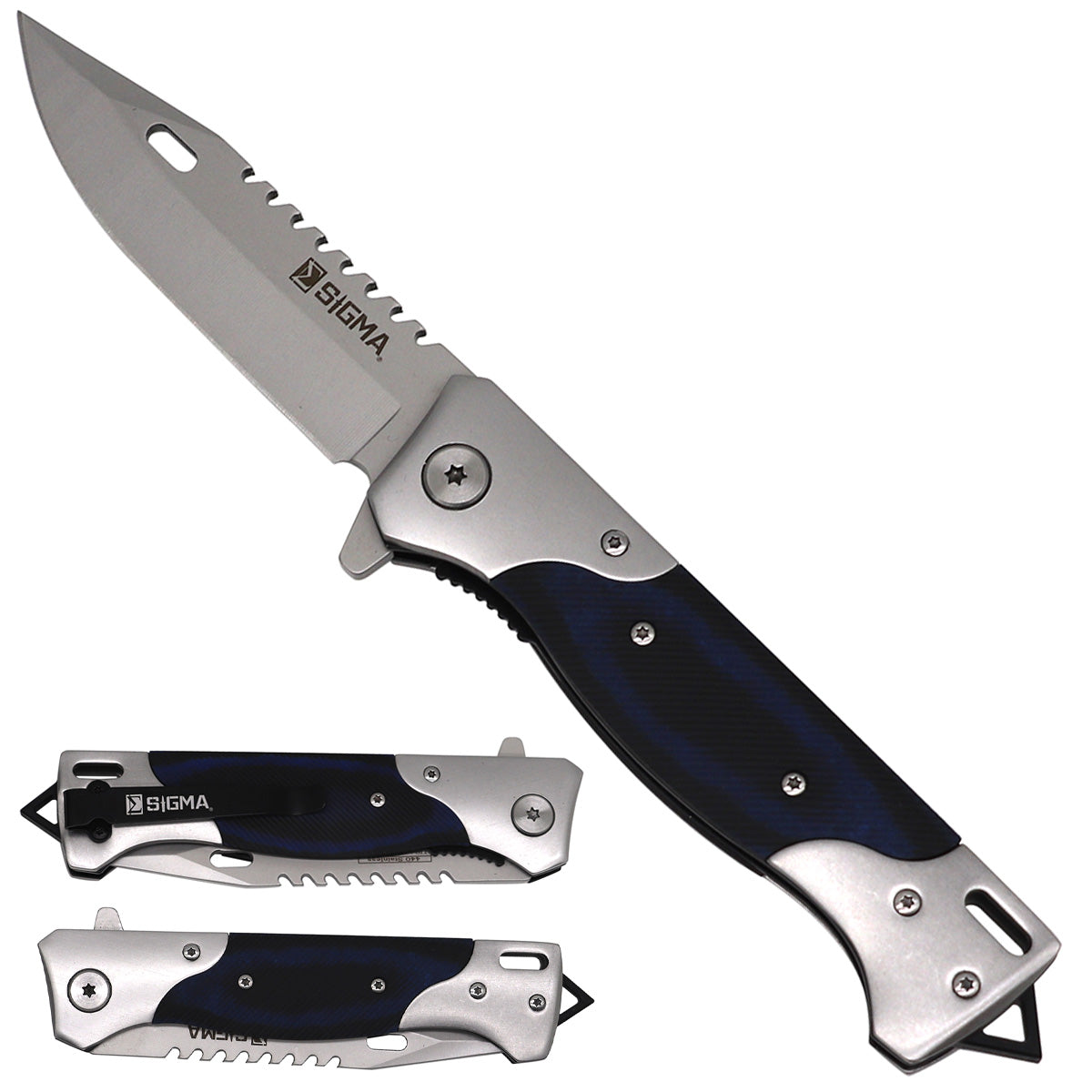 Sigma Blue Ball Bearing Pocket Knife - Micarta Handle