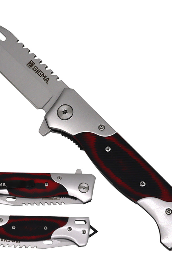Sigma Red Ball Bearing Pocket Knife - Micarta Handle