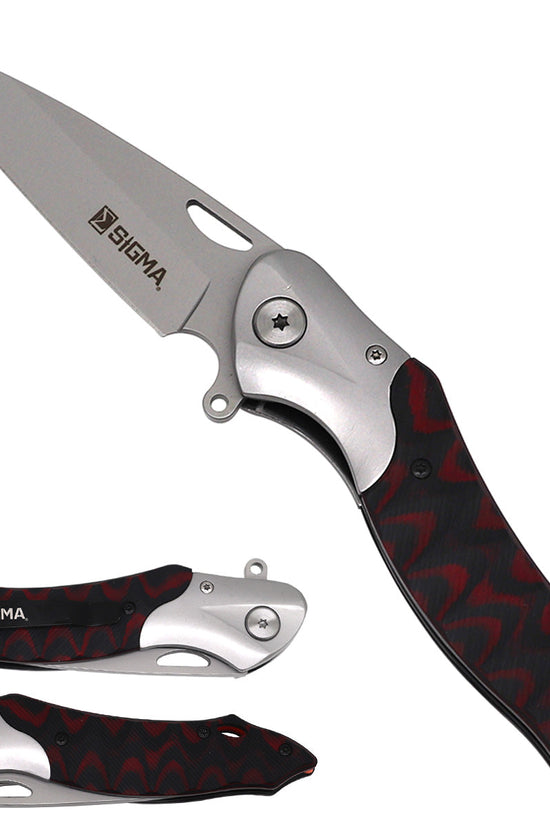 Sigma Curved Blue Ball Bearing Pocket Knife - Inlaid Micarta