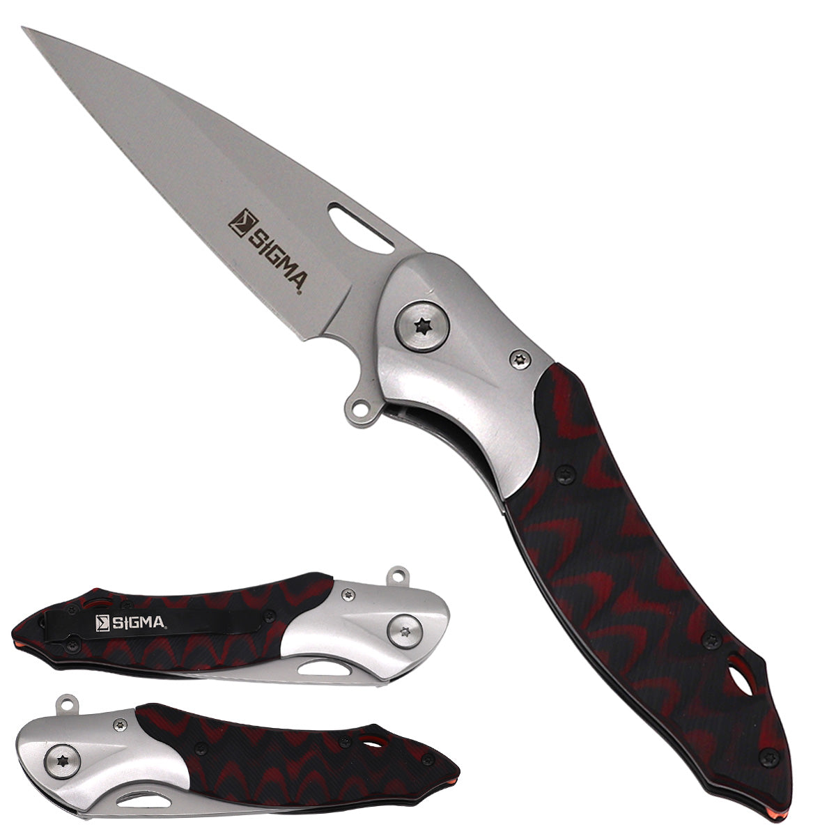 Sigma Curved Blue Ball Bearing Pocket Knife - Inlaid Micarta