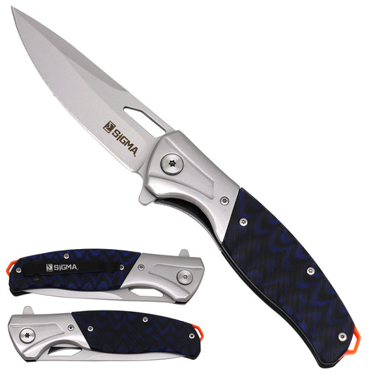 Sigma Ball Bearing Flipper Knife – Gray Titanium and Micarta Handle folding pocket knife product photo