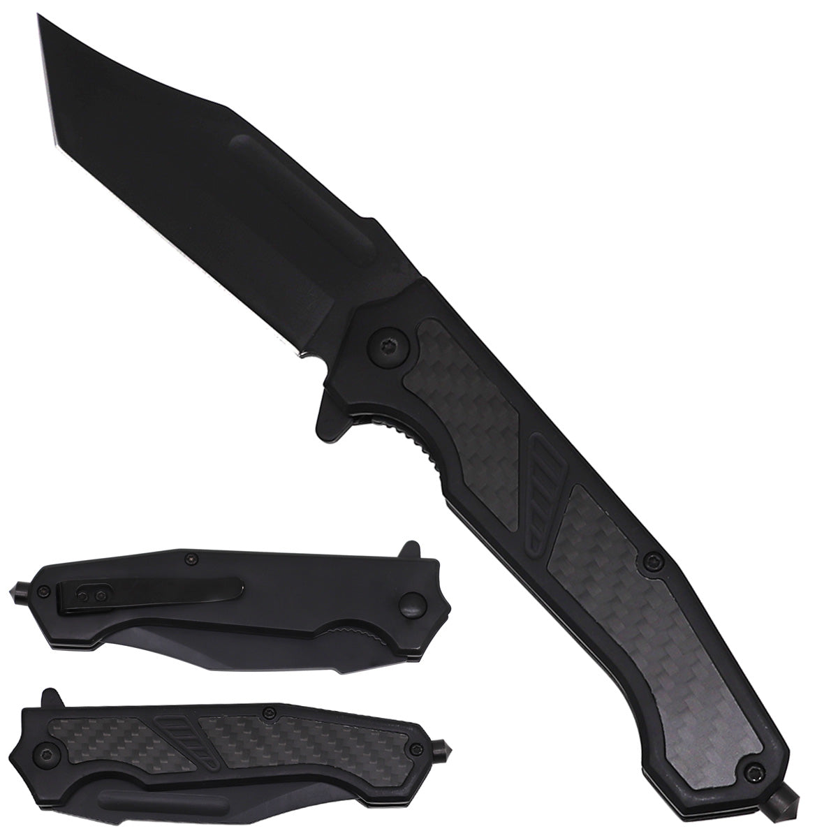 Sigma Carbon-Fiber-Inlay Ball-Bearing Flipper Knife – Black