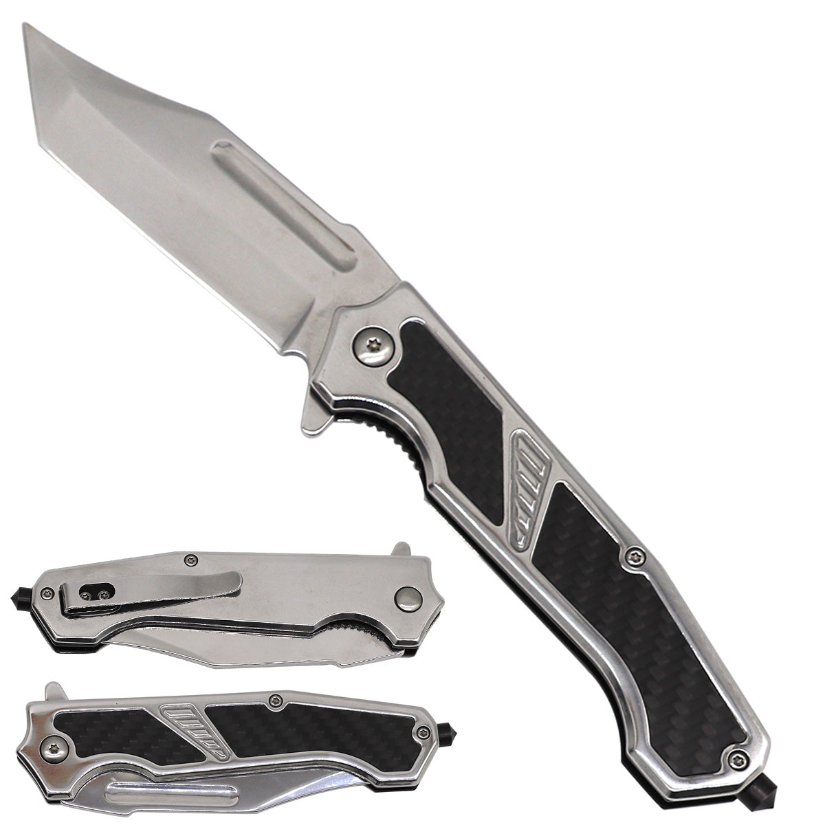 Sigma Carbon-Fiber-Inlay Ball-Bearing Flipper Knife – Chrome