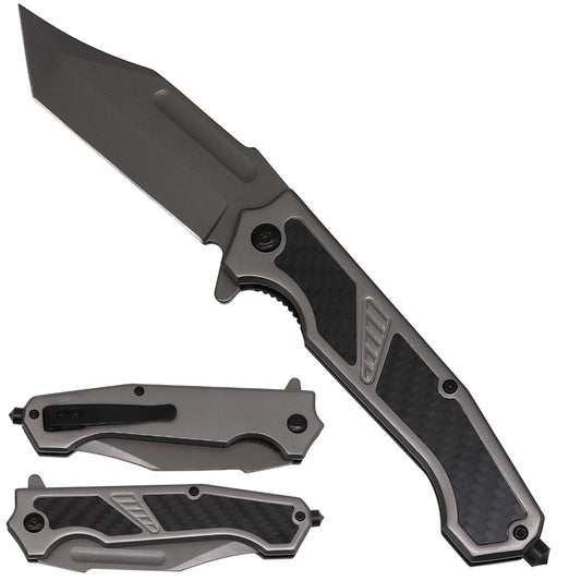 Sigma Carbon-Fiber-Inlay Ball-Bearing Flipper Knife – Gray