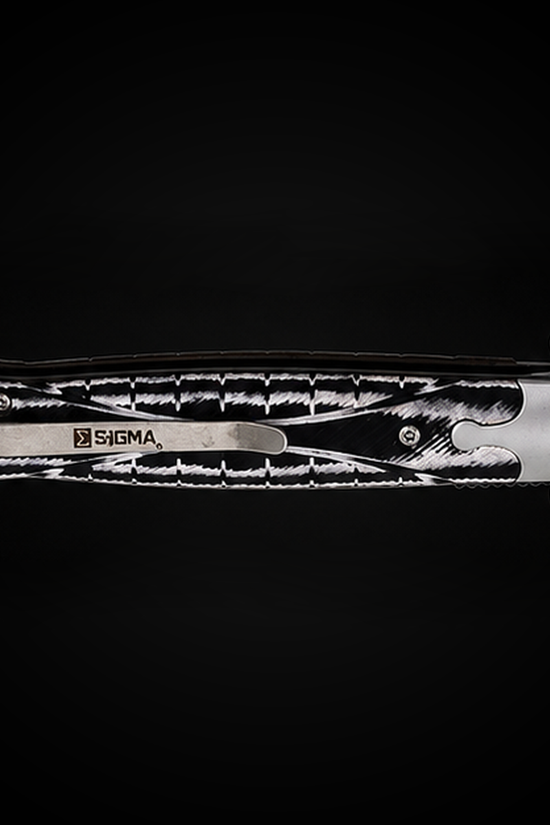 Sigma Ball Bearing Flipper Knife – Black and White Micarta Handle folding pocket knife product photo