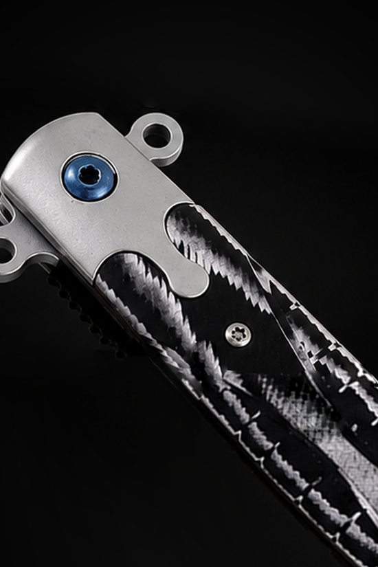 Sigma Ball Bearing Flipper Knife – Black and White Micarta Handle folding pocket knife product photo
