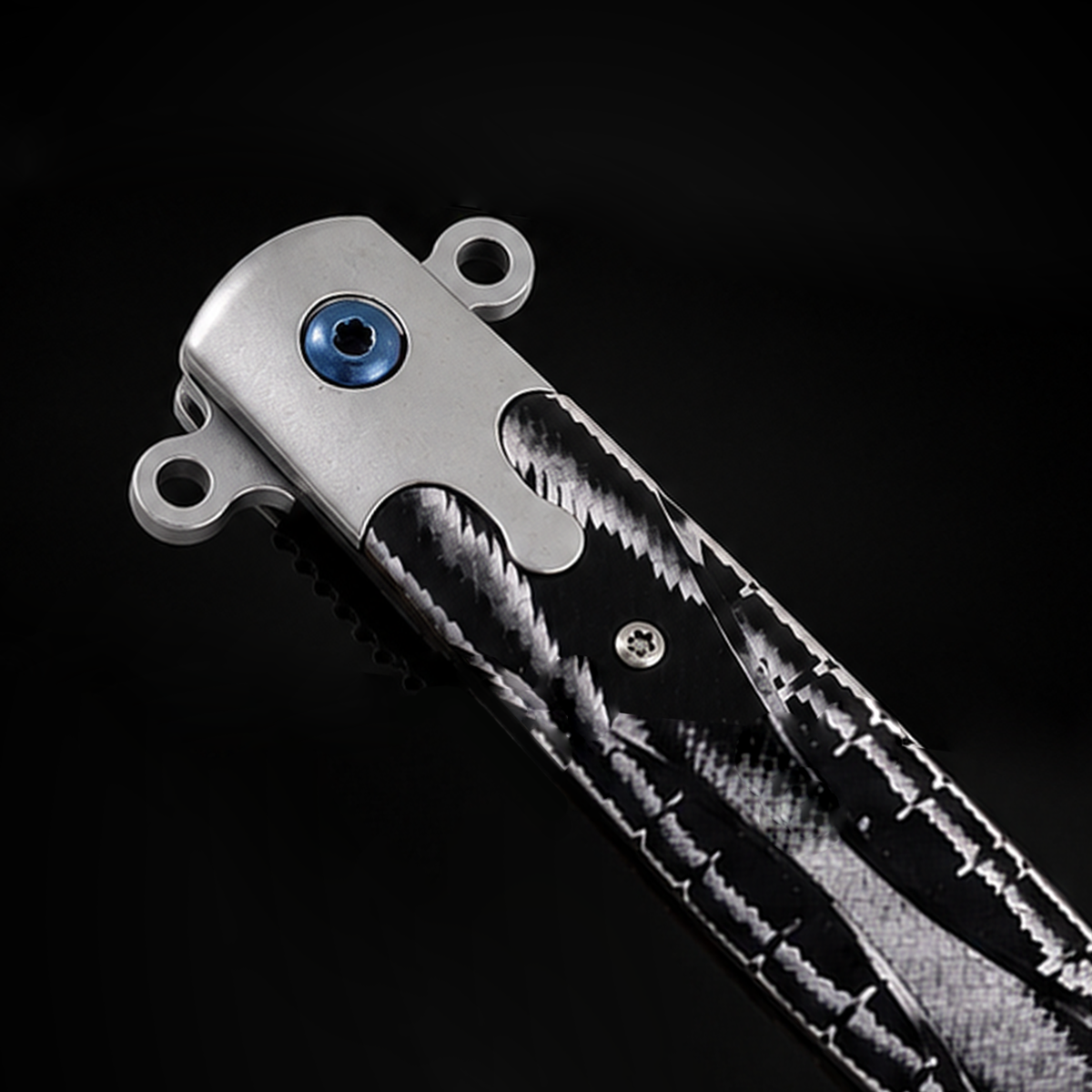 Sigma Ball Bearing Flipper Knife – Black and White Micarta Handle folding pocket knife product photo