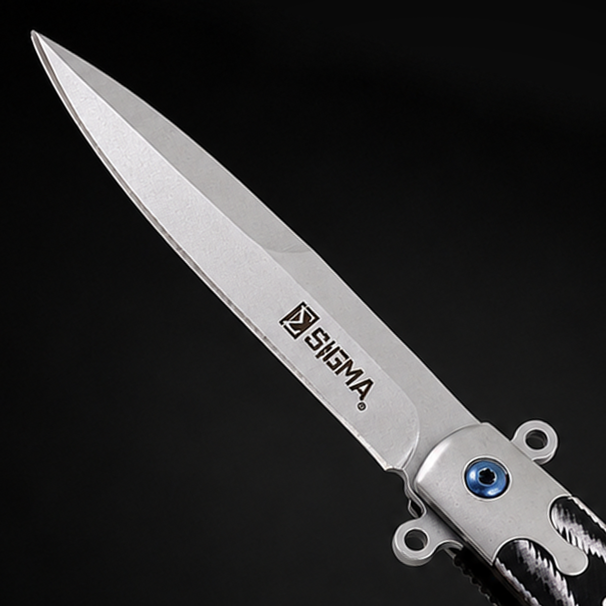 Sigma Ball Bearing Flipper Knife – Black and White Micarta Handle folding pocket knife product photo