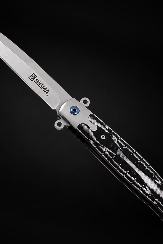 Sigma Ball Bearing Flipper Knife – Black and White Micarta Handle folding pocket knife product photo