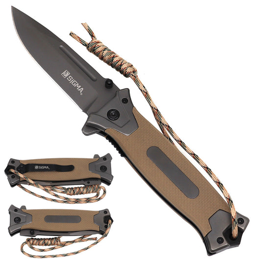 Sigma Ball-Bearing Folding Knife with Gray Titanium & Black G10