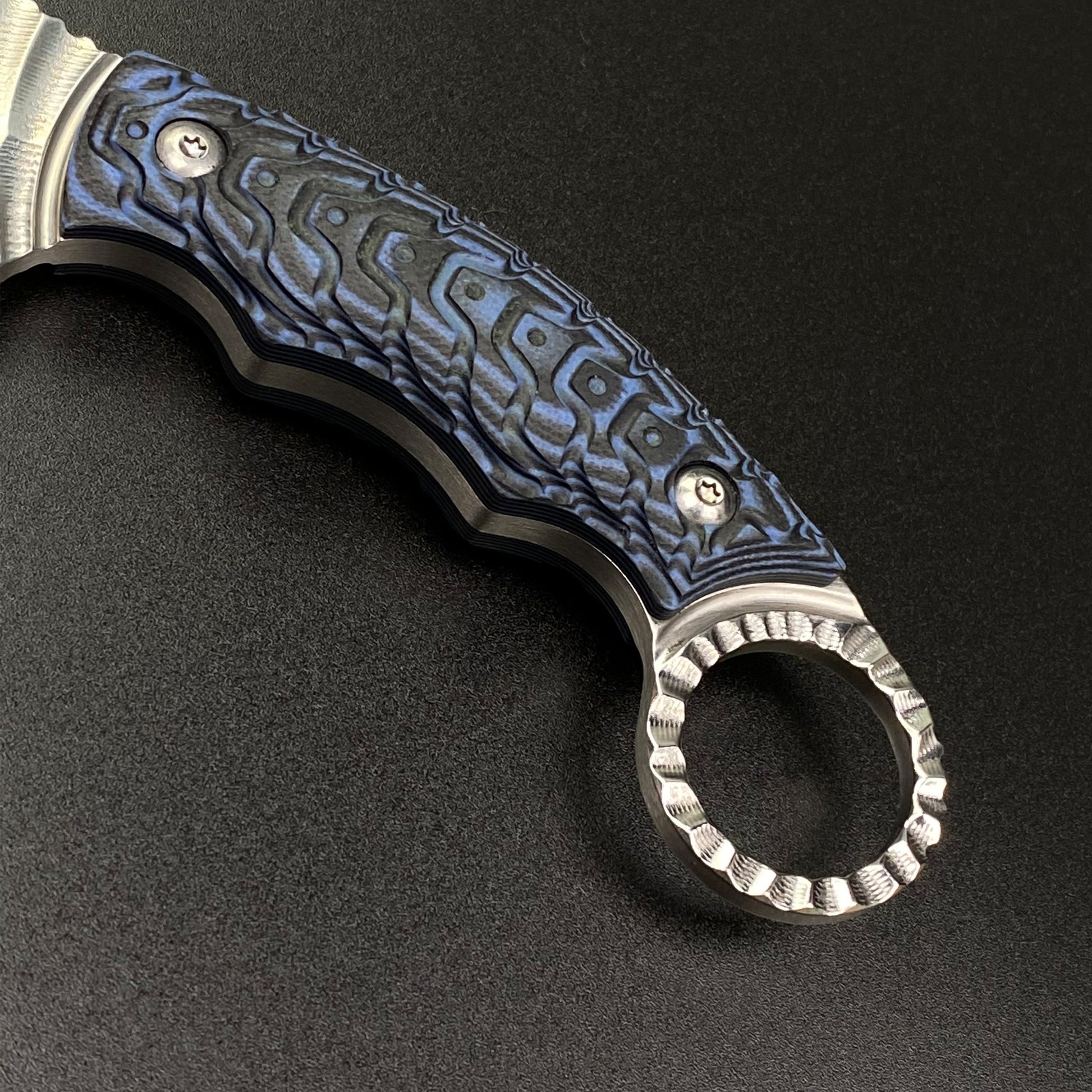 Falcon 12" Tactical Knife Blue Damascus Handle