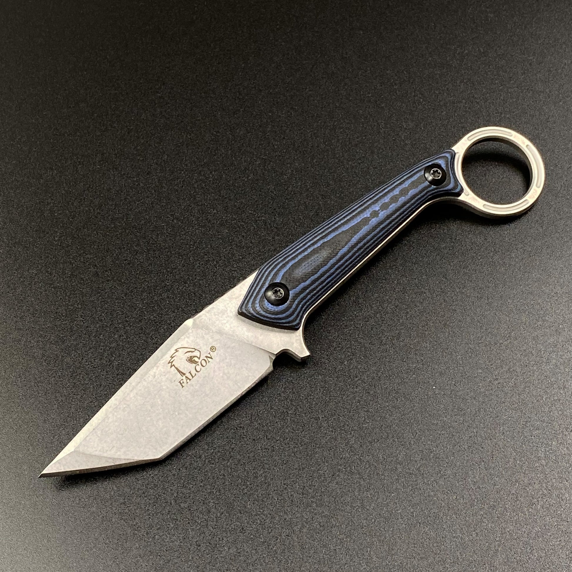 Falcon  7" Tactical Knife 2 3/4 Blade Blue Handle