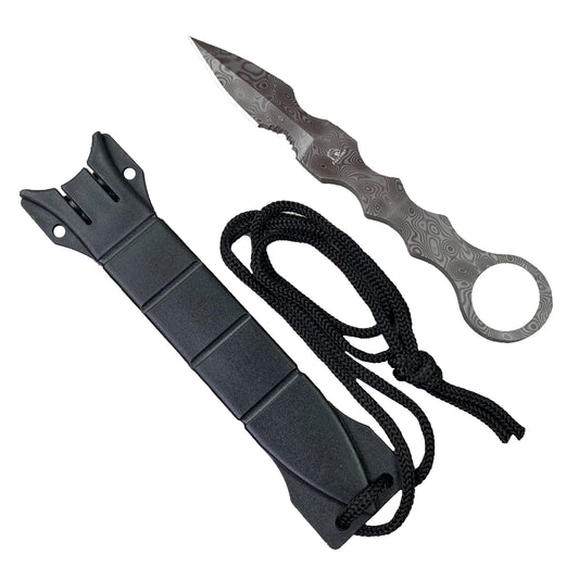 Falcon 7.5" Tactical Knife - Damascus Fixed Blade Tactical Knife