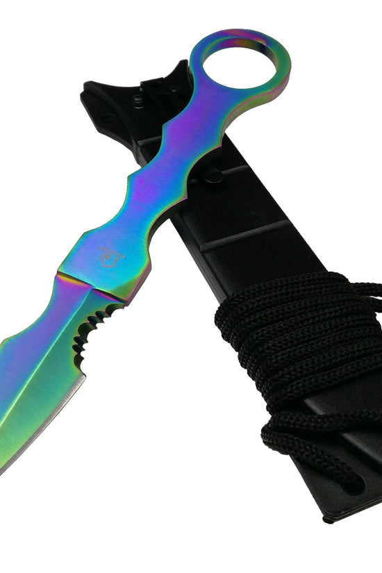 Falcon Rainbow 7.5" Fixed Blade Tactical Knife with Sheath