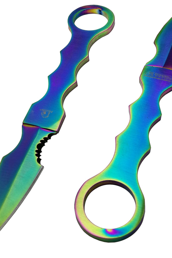 Falcon Rainbow 7.5" Fixed Blade Tactical Knife with Sheath