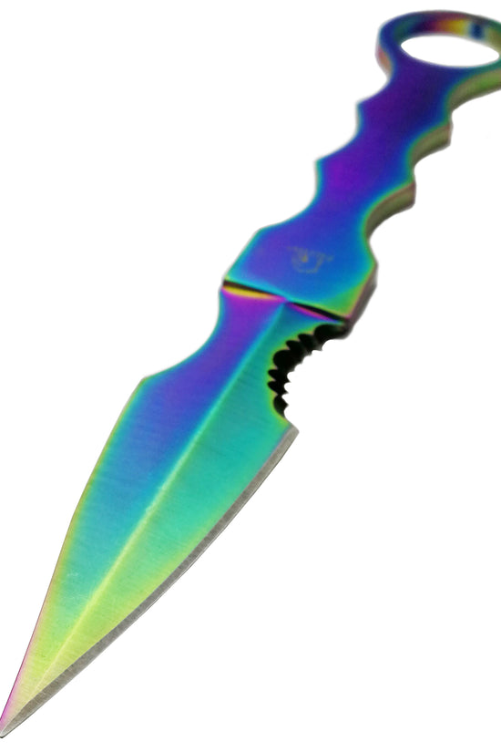 Falcon Rainbow 7.5" Fixed Blade Tactical Knife with Sheath