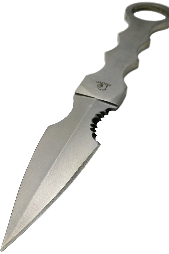 Falcon Silver Fixed Blade Tactical Knife with Finger Rings