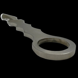 Falcon silver fixed blade tactical knife with ergonomic handle and finger ring for secure grip