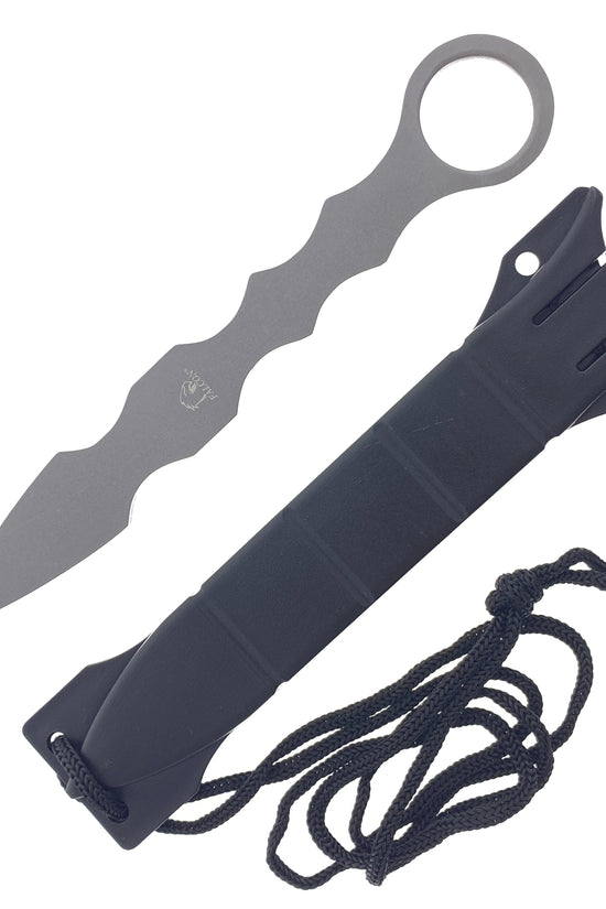 Falcon 7 1/2" Overall. Titanium Coating Trainer. Black ABS Sheath