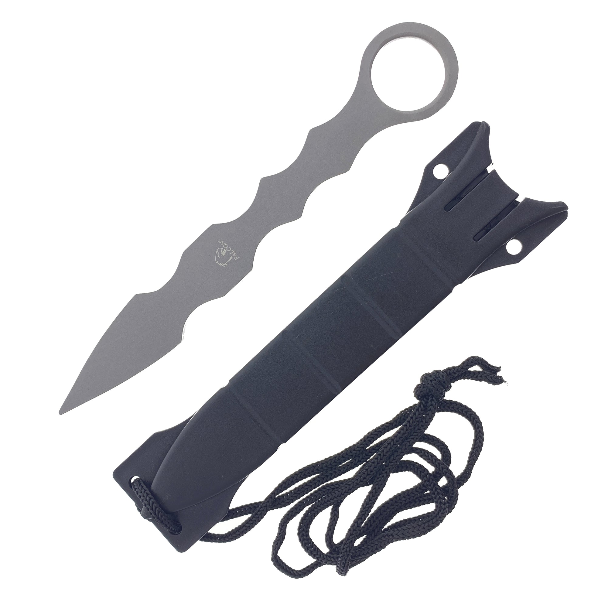 Falcon 7 1/2" Overall. Titanium Coating Trainer. Black ABS Sheath