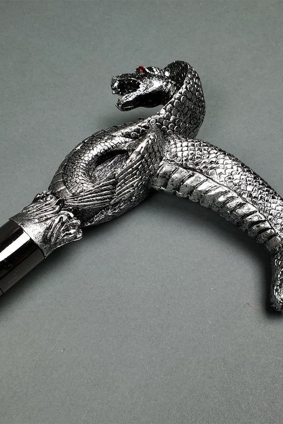 38" Cobra Walking Cane (silver)