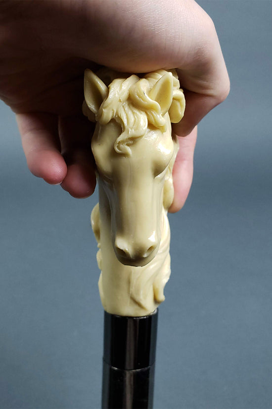 White horse walking cane (silver)